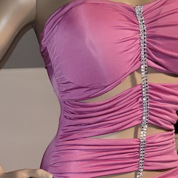 Sexy Women Pink w/Rhinestone Strapless Mini Club Party Cocktail Dress Small - Picture 3 of 6